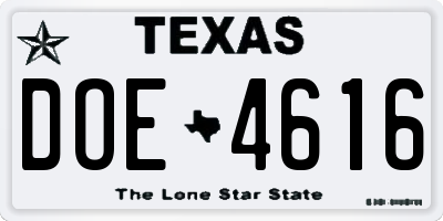 TX license plate DOE4616