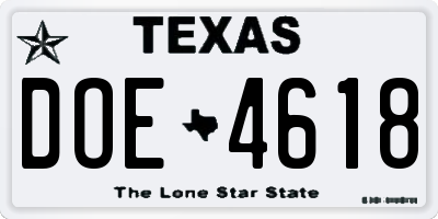 TX license plate DOE4618