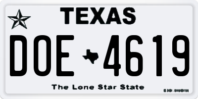 TX license plate DOE4619