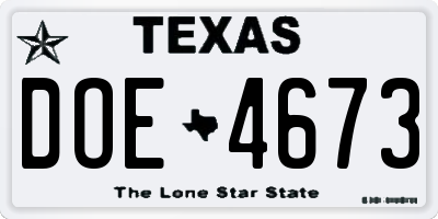 TX license plate DOE4673