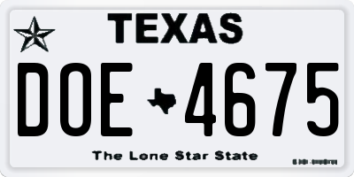 TX license plate DOE4675