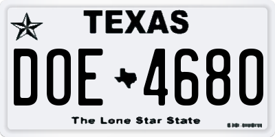 TX license plate DOE4680
