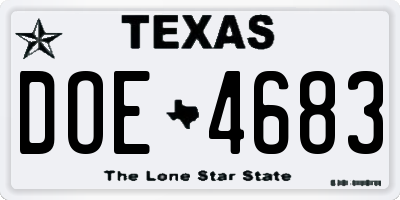 TX license plate DOE4683