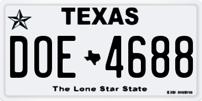 TX license plate DOE4688