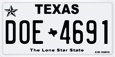 TX license plate DOE4691