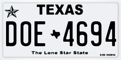 TX license plate DOE4694