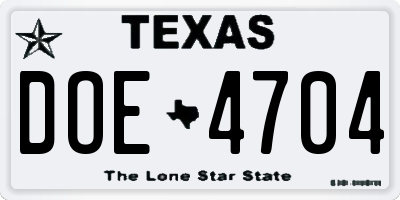 TX license plate DOE4704