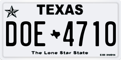 TX license plate DOE4710