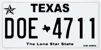 TX license plate DOE4711