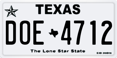 TX license plate DOE4712