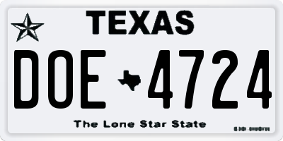 TX license plate DOE4724