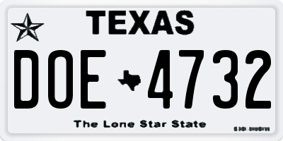TX license plate DOE4732