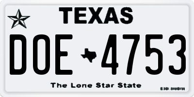 TX license plate DOE4753