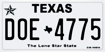 TX license plate DOE4775