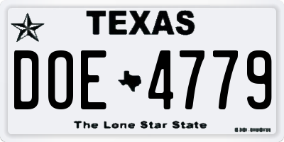 TX license plate DOE4779