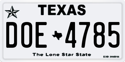 TX license plate DOE4785