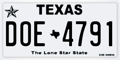 TX license plate DOE4791