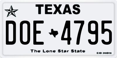 TX license plate DOE4795