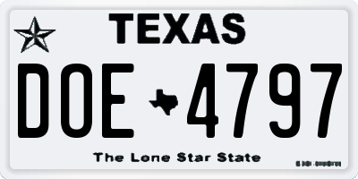 TX license plate DOE4797