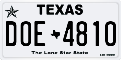 TX license plate DOE4810