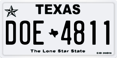 TX license plate DOE4811