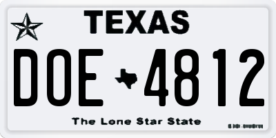 TX license plate DOE4812
