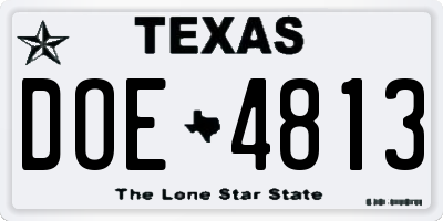 TX license plate DOE4813