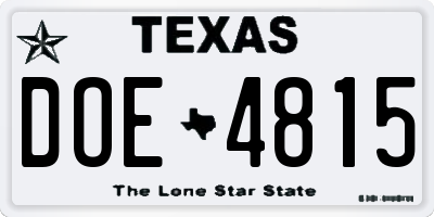 TX license plate DOE4815