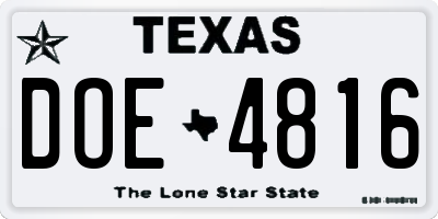 TX license plate DOE4816