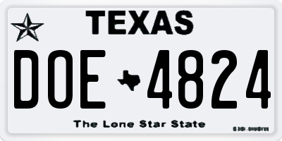TX license plate DOE4824