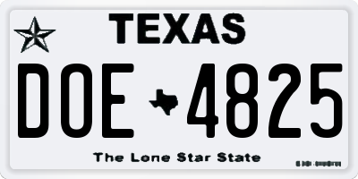 TX license plate DOE4825
