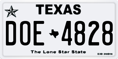 TX license plate DOE4828