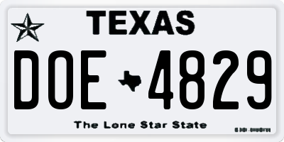 TX license plate DOE4829