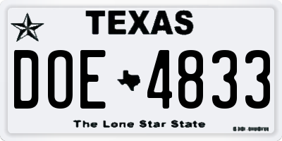 TX license plate DOE4833
