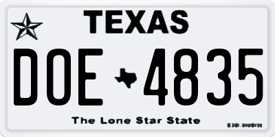 TX license plate DOE4835