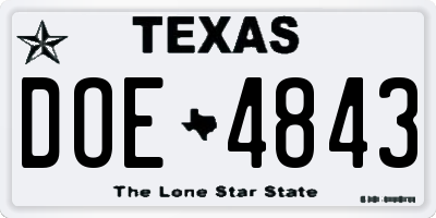TX license plate DOE4843