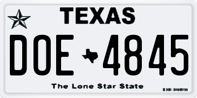 TX license plate DOE4845