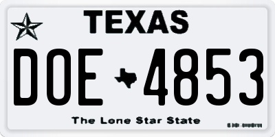 TX license plate DOE4853