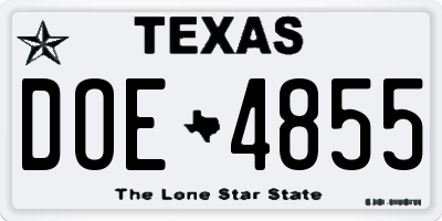 TX license plate DOE4855