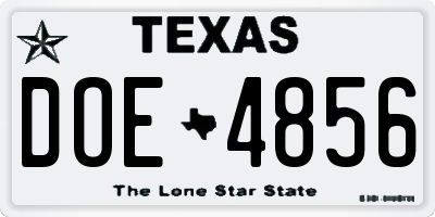 TX license plate DOE4856