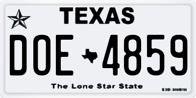 TX license plate DOE4859