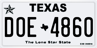 TX license plate DOE4860