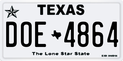 TX license plate DOE4864