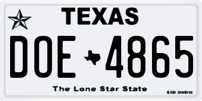 TX license plate DOE4865
