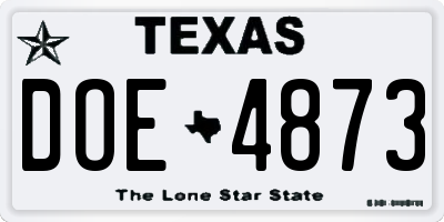 TX license plate DOE4873