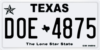 TX license plate DOE4875