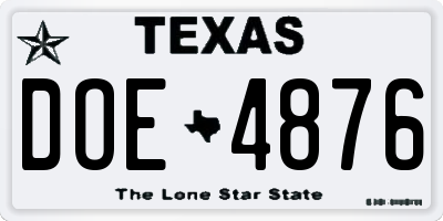TX license plate DOE4876