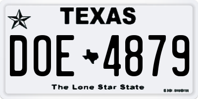 TX license plate DOE4879