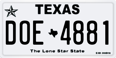 TX license plate DOE4881