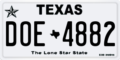 TX license plate DOE4882